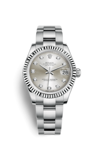 Rolex 178274-0030 : Datejust 31 Stainless Steel Fluted / Oyster / Silver - Diamond