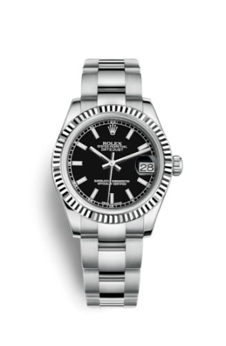 Rolex 178274-0034 : Datejust 31 Stainless Steel Fluted / Oyster / Black