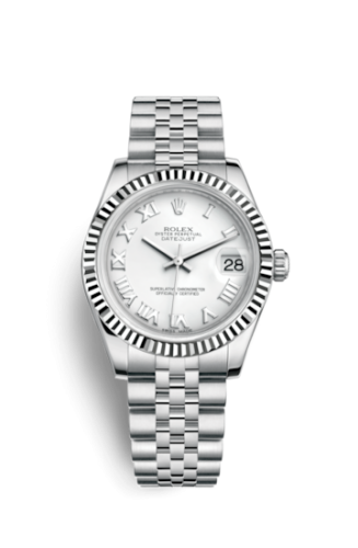 Rolex 178274-0073 : Datejust 31 Stainless Steel Fluted / Jubilee / White - Roman