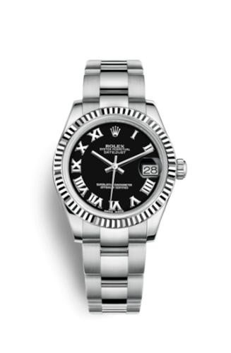Rolex 178274-0078 : Datejust 31 Stainless Steel Fluted / Oyster / Black - Roman
