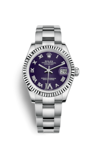 Rolex 178274-0087 : Datejust 31 Stainless Steel Fluted / Oyster / Purple - Roman