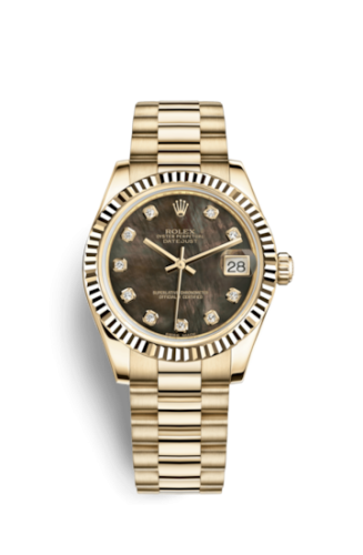 Rolex 178278-0111 : Datejust 31 Yellow Gold Fluted / President / Black MOP