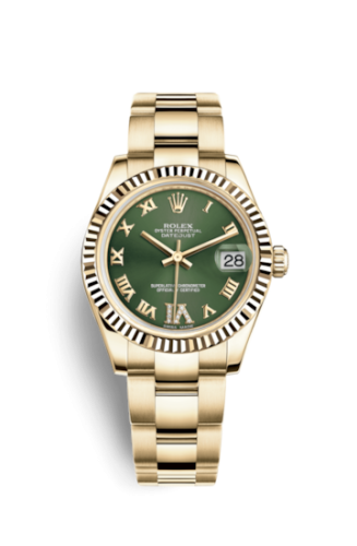 Rolex 178278-0131 : Datejust 31 Yellow Gold Fluted / Oyster / Olive  Roman