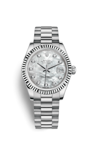 Rolex 178279-0015 : Datejust 31 White Gold Fluted / President / MOP
