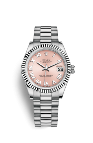 Rolex 178279-0068 : Datejust 31 White Gold Fluted / President / Pink  Roman