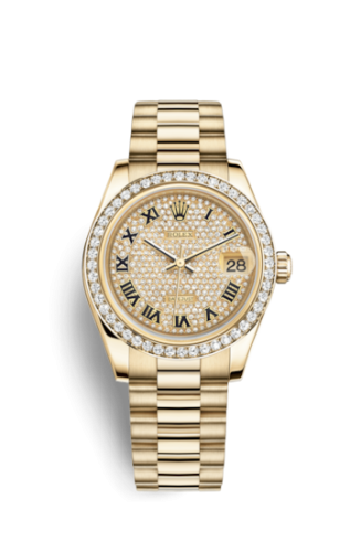 Rolex 178288-0032 : Datejust 31 Yellow Gold Diamond / President / Paved Roman