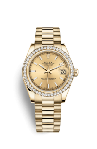 Rolex 178288-0046 : Datejust 31 Yellow Gold Diamond / President / Champagne