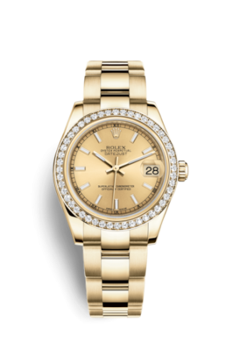 Rolex 178288-0059 : Datejust 31 Yellow Gold Diamond / Oyster / Champagne
