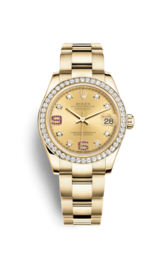 Rolex 178288-0062 : Datejust 31 Yellow Gold Diamond / Oyster / Champagne Diamonds Rubies