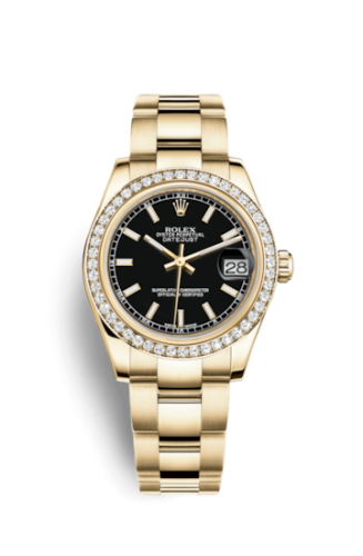 Rolex 178288-0075 : Datejust 31 Yellow Gold Diamond / Oyster / Black