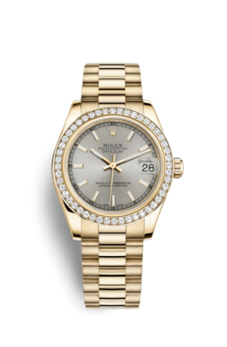 Rolex 178288-0076 : Datejust 31 Yellow Gold Diamond / President / Silver