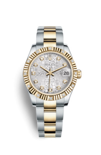 Rolex 178313-0034 : Datejust 31 Rolesor Fluted Diamond / Oyster / Silver Computer