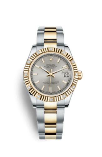 Rolex 178313-0038 : Datejust 31 Rolesor Yellow Fluted Diamond / Oyster / Silver