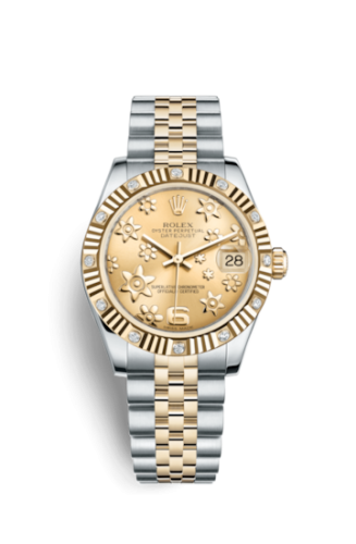 Rolex 178313-0073 : Datejust 31 Rolesor Yellow  Fluted Diamond / Jubilee / Champagne Floral