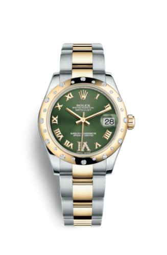 Rolex 178343-0001 : Datejust 31 Rolesor Yellow Domed Diamond / Oyster / Olive Green Roman