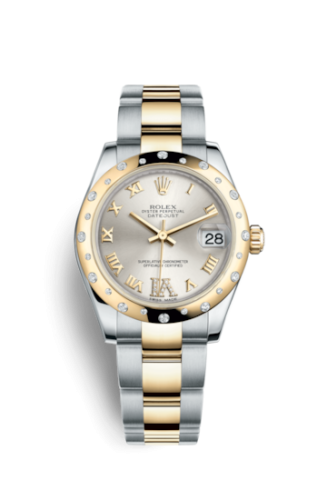 Rolex 178343-0002 : Datejust 31 Rolesor Yellow Domed Diamond / Oyster / Silver Roman