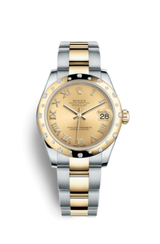 Rolex 178343-0005 : Datejust 31 Rolesor Yellow Domed Diamond / Oyster / Champagne Roman