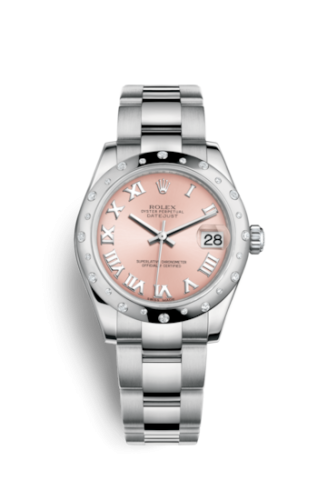 Rolex 178344-0012 : Datejust 31 Stainless Steel Domed Diamond / Oyster / Pink Roman