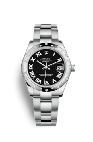 Rolex 178344-0013 : Datejust 31 Stainless Steel Domed Diamond / Oyster / Black - Roman