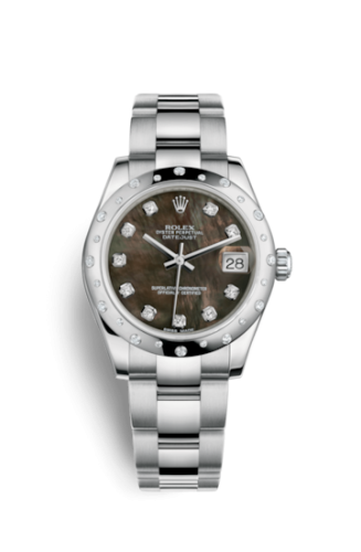 Rolex 178344-0015 : Datejust 31 Stainless Steel Domed Diamond / Oyster / Black MOP