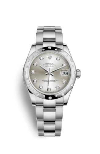 Rolex 178344-0032 : Datejust 31 Stainless Steel Domed Diamond / Oyster / Silver - Diamond