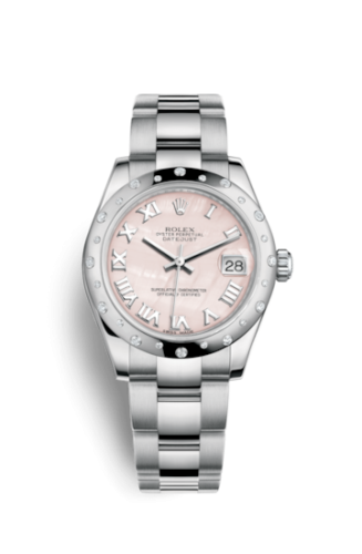 Rolex 178344-0048 : Datejust 31 Stainless Steel Domed Diamond / Oyster / Pink MOP - Roman