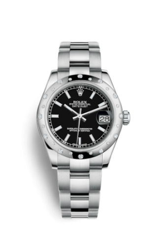Rolex 178344-0057 : Datejust 31 Stainless Steel Domed Diamond / Oyster / Black
