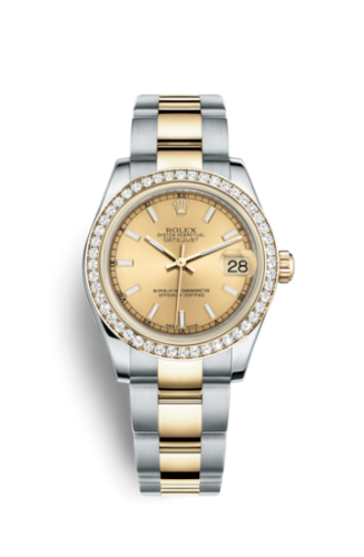 Rolex 178383-0048 : Datejust 31 Rolesor Yellow Diamond / Oyster / Champagne