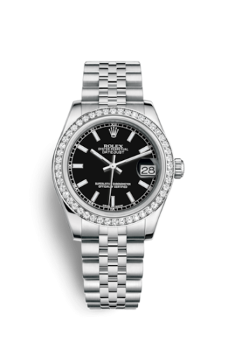 Rolex 178384-0031 : Datejust 31 Stainless Steel Diamond / Jubilee / Black