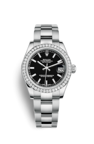 Rolex 178384-0054 : Datejust 31 Stainless Steel Diamond / Oyster / Black