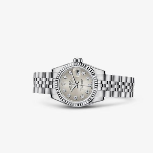 Rolex 179174-0031 : Lady-Datejust 26 Fluted Silver Diamonds Jubilee
