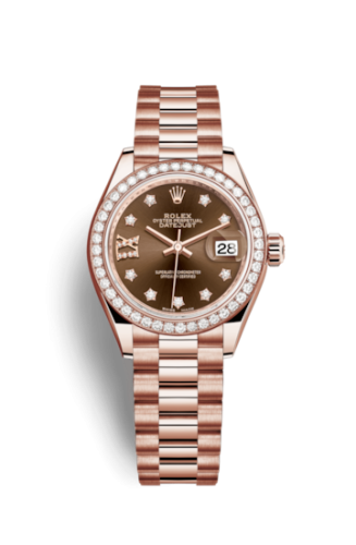Rolex 279135rbr-0001 : Lady-Datejust 28 Everose Diamond / President / Chocolate Diamond