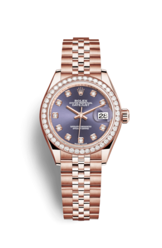 Rolex 279135rbr-0011 : Lady-Datejust 28 Everose Diamond / Jubilee / Aubergine
