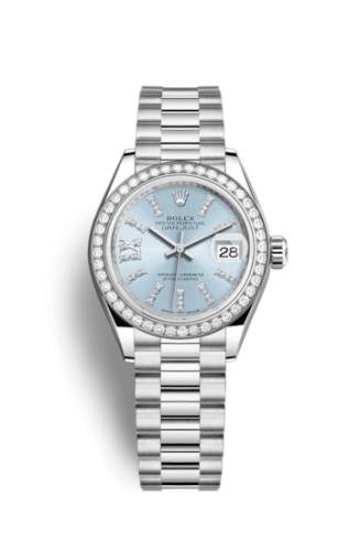 Rolex 279136rbr-0001 : Lady-Datejust 28 Platinum Diamond / President / Ice Blue Diamonds