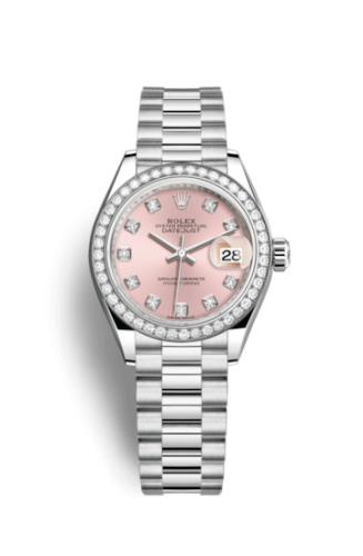 Rolex 279136rbr-0005 : Lady-Datejust 28 Platinum Diamond / President / Pink Diamond