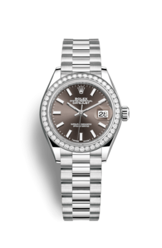 Rolex 279136rbr-0009 : Lady-Datejust 28 Platinum Diamond / President / Dark Grey