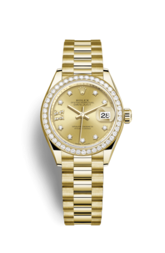 Rolex 279138rbr-0006 : Lady-Datejust 28 Yellow Gold Diamond / President / Champagne Diamonds