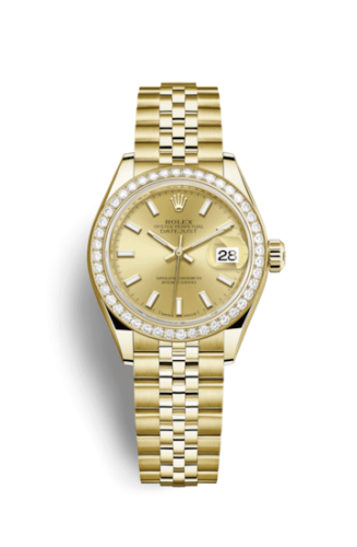Rolex 279138rbr-0013 : Lady-Datejust 28 Yellow Gold Diamond / Jubilee / Champagne