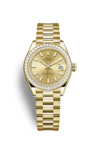 Rolex 279138rbr-0014 : Lady-Datejust 28 Yellow Gold Diamond / President / Champagne