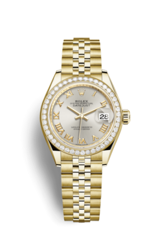Rolex 279138rbr-0018 : Lady-Datejust 28 Yellow Gold Diamond / Jubilee / Silver Roman