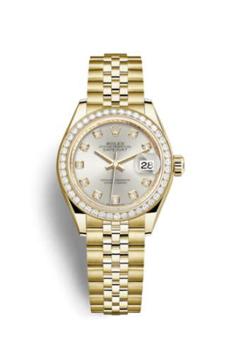 Rolex 279138rbr-0020 : Lady-Datejust 28 Yellow Gold Diamond / Jubilee / Silver Diamond