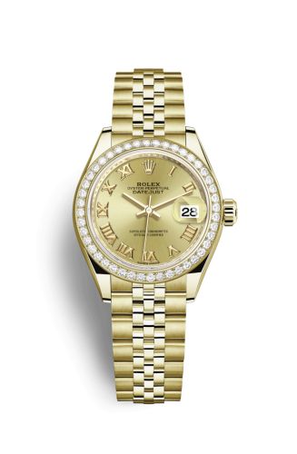 Rolex 279138rbr-0022 : Lady-Datejust 28 Yellow Gold Diamond / Jubilee / Champagne Roman