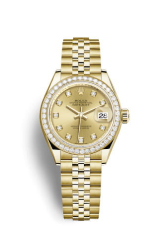 Rolex 279138rbr-0024 : Lady-Datejust 28 Yellow Gold Diamond / Jubilee / Champagne Diamond