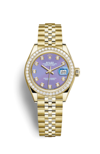 Rolex 279138rbr-0028 : Lady-Datejust 28 Yellow Gold Diamond / Jubilee / Lavender Diamond