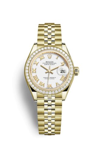 Rolex 279138rbr-0032 : Lady-Datejust 28 Yellow Gold Diamond / President / White Roman