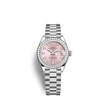 Rolex 279139RBR-000 : Lady-Datejust 28 White Gold - Diamond / President / Pink - Diamond