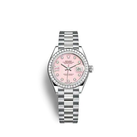 Rolex 279139RBR-0002 : Lady-Datejust 28 White Gold - Diamond / President / Pink Opal