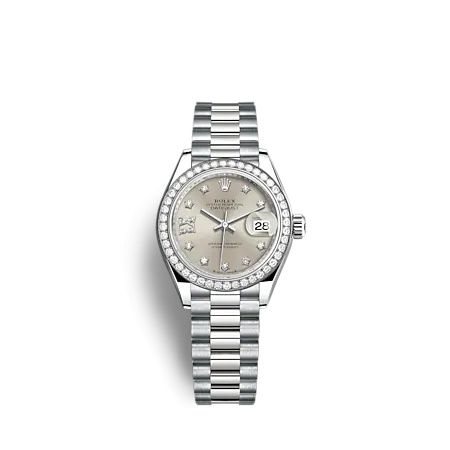 Rolex 279139RBR-0003 : Lady-Datejust 28 White Gold - Diamond / President / Silver - Diamond