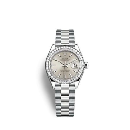 Rolex 279139RBR-0006 : Lady-Datejust 28 White Gold - Diamond / President / Silver