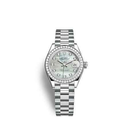 Rolex 279139RBR-0008 : Lady-Datejust 28 White Gold - Diamond / President / MOP